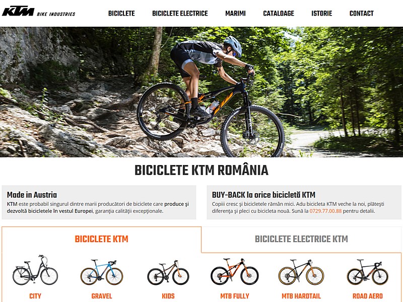 creare website catalog biciclete KTM